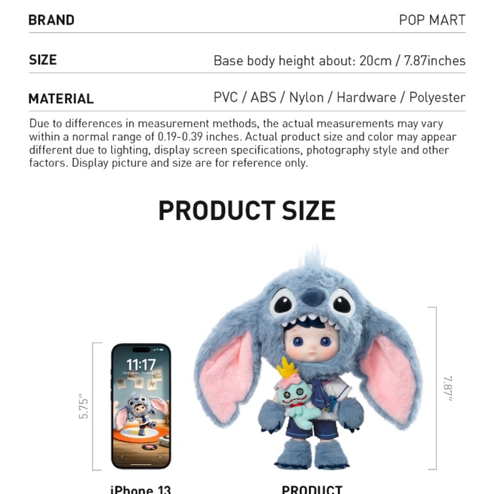Pop Mart HACIPUPU STITCH 1/8 Doll Action Figure - Rare - Picture 7 of 9
